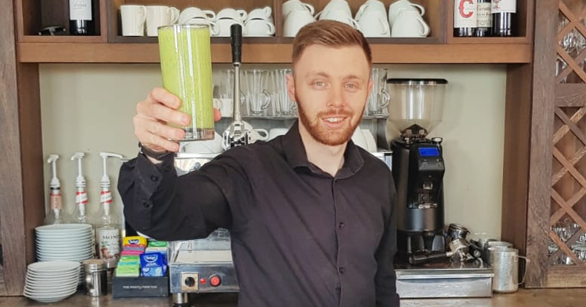 Person with smoothie