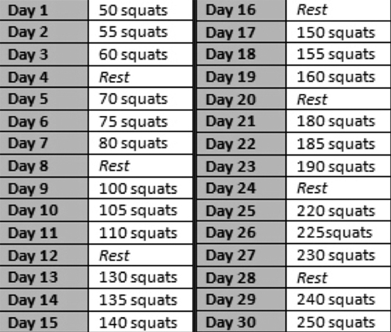 Squat Chart