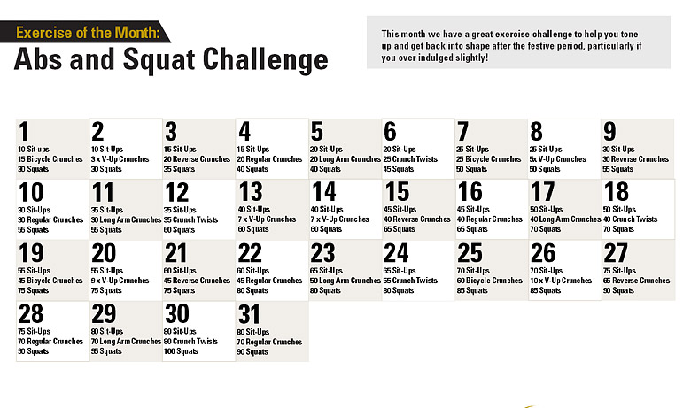Exercise of the Month – Abs and Squat Challenge